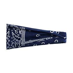 Frauen-beiläufiges Druck-Yoga-Haarband-Sport-elastisches schweißabsorbierendes Stirnband Wintersport (Navy, One Size) von QWUVEDS