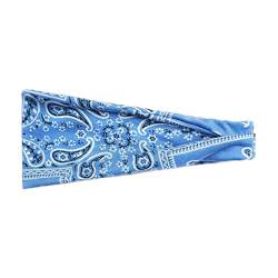 Frauen-beiläufiges Druck-Yoga-Haarband-Sport-elastisches schweißabsorbierendes Stirnband Wintersport (Sky Blue, One Size) von QWUVEDS