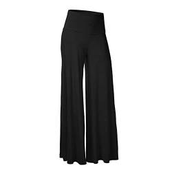 Frauen bequeme Hosen für bequemes Bein Stretch breit massiv lockere Farbe Hose-Taille Hose Damen Schwarz Festlich Palazzo Hose Damen Palazzo Hose Sport Palazzo Hose Lang Palazzo Hose Damen Elegant von QWUVEDS