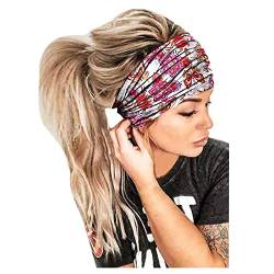 Haarverpackung elastisches Frauen-Bandana-Druck-Headband Headband Laufstirnband Damen Winter Fleece (White, One Size) von QWUVEDS