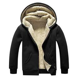 Herren Winterjacke Lässiger Solide Kapuzenmäntel Langarm Reißverschlusstasche Mantel Spleißen Warmer Wintermantel Schwarzer Hoodie Herren (Black, M) von QWUVEDS