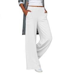 Hose Damen Größe Lässige, feste Damenhose mit hoher Taille, lockerem, weitem Bein, gemütliche Hose, bequeme Hose mit geradem Bein, -Hose mit Taschen Baggy Hose Damen Baggy Jogginghose Damen Palazzo von QWUVEDS