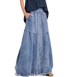 Lässiger Damen-Jeansrock mit hoher Taille, Slim Fit, A-Linie, Maxirock Mesh Minirock Denim Skirts for Women Denim Skirt Denim Skirt Long Denim Skirt Denim Mini Skirt Denim (4-0124A-Light Blue, M) von QWUVEDS