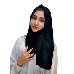 Leicht zu tragender, weicher Hijab für Frauen, muslimischer Sofort-Hijab-Schal, Turban, Gebetsschal Stirnband Wintersport Herren (Black, One Size) von QWUVEDS