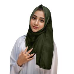 Leicht zu tragender, weicher Hijab für Frauen, muslimischer Sofort-Hijab-Schal, Turban, Gebetsschal Stirnband Wintersport Herren (Green, One Size) von QWUVEDS