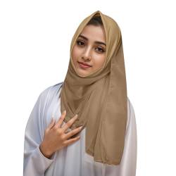 Leicht zu tragender, weicher Hijab für Frauen, muslimischer Sofort-Hijab-Schal, Turban, Gebetsschal Stirnband Wintersport Herren (Khaki, One Size) von QWUVEDS