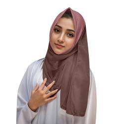 Leicht zu tragender, weicher Hijab für Frauen, muslimischer Sofort-Hijab-Schal, Turban, Gebetsschal Stirnband Wintersport Herren (Pink, One Size) von QWUVEDS