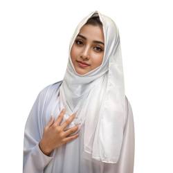 Leicht zu tragender, weicher Hijab für Frauen, muslimischer Sofort-Hijab-Schal, Turban, Gebetsschal Stirnband Wintersport Herren (White, One Size) von QWUVEDS