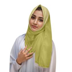 Leicht zu tragender, weicher Hijab für Frauen, muslimischer Sofort-Hijab-Schal, Turban, Gebetsschal Stirnband Wintersport Herren (Yellow, One Size) von QWUVEDS