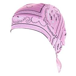 Männer Hijab Hut Muslimischer Pullover Hut Mehrfarbiger Hut mit Cashewnuss-Print Yoga Band Haare (Pink, One Size) von QWUVEDS