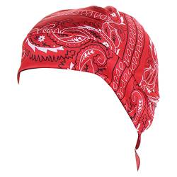 Männer Hijab Hut Muslimischer Pullover Hut Mehrfarbiger Hut mit Cashewnuss-Print Yoga Band Haare (Red, One Size) von QWUVEDS