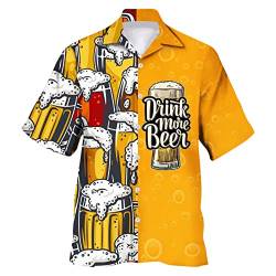 Männliches Oktoberfest-Hemd, kurzärmelig, Alphabet, Weinflasche, Bier, Aufdruck, Knopf, Übergröße Hawaii Hemd Sauf Shirt Bier Shirt Rave Shirt von QWUVEDS