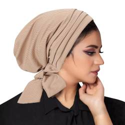 Mittlerer Hijab- für Damen, modischer Stretch-Hijab, malaiischer indonesischer muslimischer Hijab Fahrrad Outfit Herren Rot (Khaki, One Size) von QWUVEDS