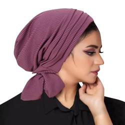 Mittlerer Hijab- für Damen, modischer Stretch-Hijab, malaiischer indonesischer muslimischer Hijab Fahrrad Outfit Herren Rot (Purple, One Size) von QWUVEDS