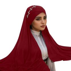 Muslimischer Hijab für Damen, modischer Stretch-Hijab, malaiischer indonesischer muslimischer Hijab Schweißband Stirnband Herren (Wine, One Size) von QWUVEDS
