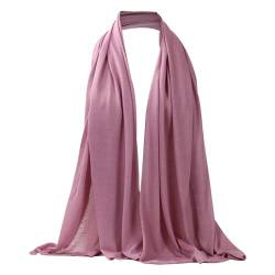 Muslimischer Schal für Damen, einfarbig, praktischer langer Schal, modisch Frottee Stirnband Türkis (Purple, One Size) von QWUVEDS