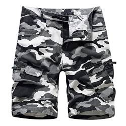 Outdoor Fashion Herren Camouflage Shorts Farbe Multi Zipper Tooling Lässige Shorts Schnalle Tasche Herren Cargohose Schwarze Herren Hose von QWUVEDS