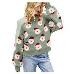 Pullover Weihnachten Beste Freundin Geschenke Weihnachten Weihnachtspullover Damen Pullover Gestrickte Christmas Weihnachtsmann Rundhalsausschnitt Drucken Lange Sleeve Weihnachten Sweatshirt von QWUVEDS