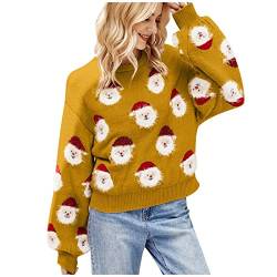 Pullover Weihnachten Beste Freundin Geschenke Weihnachten Weihnachtspullover Damen Pullover Gestrickte Christmas Weihnachtsmann Rundhalsausschnitt Drucken Lange Sleeve Weihnachten Sweatshirt von QWUVEDS