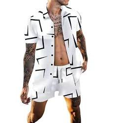 QWUVEDS Anzug 98 Männer Umlegekragen Hemd Hose Sets Kurzarm Hawaii Print Mode Lässig Sommer Hemd Shorts Anzug Anzugkoffer von QWUVEDS