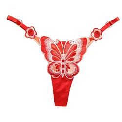 QWUVEDS Damen Schmetterling Stickerei Mode Tanga Frauen Hohl Mesh Stickerei Sexy Hohl Höschen Hotpants Damen Unterwäsche Klein Unterhosen Damen nahtlos String Unterhosen Damen von QWUVEDS