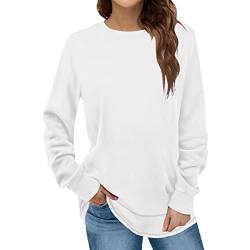 QWUVEDS Damen-Sweatshirts Soild Large für Damen Rundhals Langarm Fashion Shirts Tops Ockergelb Damen von QWUVEDS