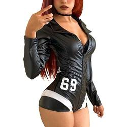 QWUVEDS Drachenkostüm Motorradbekleidung Catsuit Sexy Shorts Bodysuits für Frauen Schwarze Overalls Latzhose Damen Schwangerschaft von QWUVEDS