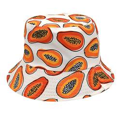 QWUVEDS Fischerhut mit Papaya-Print, Bordüre für Herren, Outdoor-Ausflug, Damen, Sommer, Trend, Beckenhut Festival Hut von QWUVEDS