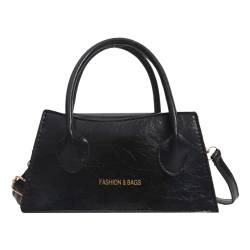 Frauen Schulter Tasche Mode Muster Einfarbig Retro Handtasche Casual Umhängetasche Taschen Für (Black, One Size) von QWUVEDS