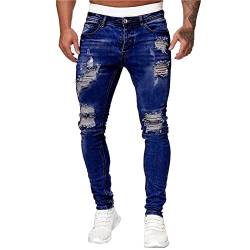 QWUVEDS Gradient Color Feste Hosen lässige Löcher Herren Gewaschene gerissene ausgefranste Jeans-Herrenhose Herrenjeans von QWUVEDS