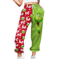 QWUVEDS Grinch hose Grinch Baumwolle Grinch Plus Size Hose für Damen, grünes Weihnachtsmann-Grinch-Kostüm, Damen-Pyjamahose, gestreifte Damen-Pyjamahose jogginghose damen cargohose damen 169 von QWUVEDS