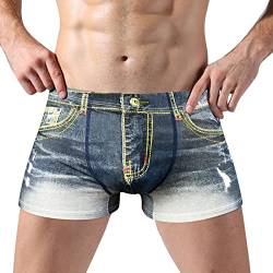 QWUVEDS Herren Unterhosen Boxershorts Unterhosen Herren Boxershorts Boxer Mid Casual Briefs Unterwäsche Wasite Bedruckte Baumwolle für Herren atmungsaktive Herrenunterwäsche Cowboy Unterwäsche von QWUVEDS