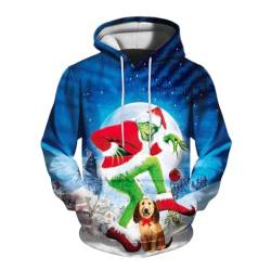 QWUVEDS Herren und Damen Weihnachten Christmas Hoodies Lustige kreative 3D Pullover Sweatshirt für Jungen Mädchen Langarm Hoodie Kordelzug Sweatshirt Grinch Pullover Decken Hoodie Grinch Kleidung von QWUVEDS