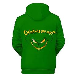 QWUVEDS Herren und Damen Weihnachten Christmas Hoodies Lustige kreative 3D Pullover Sweatshirt für Jungen Mädchen Langarm Hoodie Kordelzug Sweatshirt Grinch Pullover Decken Hoodie Grinch Kleidung von QWUVEDS