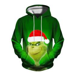 QWUVEDS Herren und Damen Weihnachten Christmas Hoodies Lustige kreative 3D Pullover Sweatshirt für Jungen Mädchen Langarm Hoodie Kordelzug Sweatshirt Grinch Pullover Decken Hoodie Grinch Kleidung von QWUVEDS