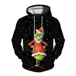 QWUVEDS Herren und Damen Weihnachten Christmas Hoodies Lustige kreative 3D Pullover Sweatshirt für Jungen Mädchen Langarm Hoodie Kordelzug Sweatshirt Grinch Pullover Decken Hoodie Grinch Kleidung von QWUVEDS