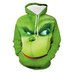 QWUVEDS Herren und Damen Weihnachten Christmas Hoodies Lustige kreative 3D Pullover Sweatshirt für Jungen Mädchen Langarm Hoodie Kordelzug Sweatshirt Grinch Pullover Decken Hoodie Grinch Kleidung von QWUVEDS