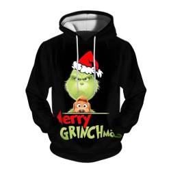 QWUVEDS Herren und Damen Weihnachten Christmas Hoodies Lustige kreative 3D Pullover Sweatshirt für Jungen Mädchen Langarm Hoodie Kordelzug Sweatshirt Grinch Pullover Decken Hoodie Grinch Kleidung von QWUVEDS