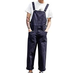 QWUVEDS Latzhose für Herren, modische, entspannte Passform, lässiger Overall aus Baumwolle, leichte Latzhose mit Taschen Bergsteiger Hose Herren herren jeans slim fit jeans herren regular fit von QWUVEDS