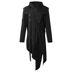 QWUVEDS Männer Herbst und Winter Mode Lässig Einfarbig Dicke Reißverschlusstasche Dicke Mantel Jacke Senioren Herren (Black, L) von QWUVEDS