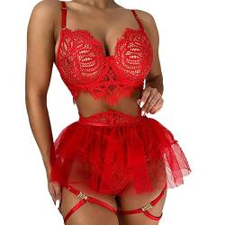 QWUVEDS Oktoberfest 2023 sexy Dessous Damen für Sex Brust-stützunterwäsche-Klage-Nachthemd-Hohle Spitze-heiße reizvolle wäsche Body rot sexy sexy Rollenspiel Outfit für Paare von QWUVEDS