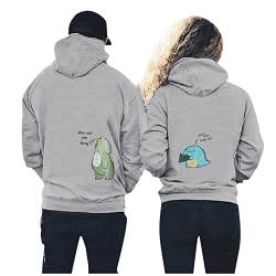 QWUVEDS Partner Pullover Mit Datum Für Pärchen Hoodie personalisiert Couple Geschenke King Queen Pullover Liebespaar Kapuzenpullover Partnerlook für Paar 1 Stück Dinosaurier Hoodie für Paare von QWUVEDS