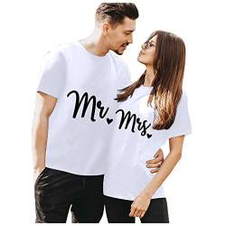 QWUVEDS Partner T-Shirt Damen und Herren 2 Stück Couple-Shirt Geschenk Set für Verliebte Partner Geschenke Bestes Geburtstagsgeschenk Partnerlook Schwarz 2er Set Couple Schlichtes Und Witziges Design von QWUVEDS