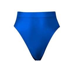 QWUVEDS Superdünner, glänzender, transparenter Slip mit hoher Taille, sexy und glatt Latex Herren Unterwäsche, Blau von QWUVEDS