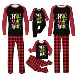 QWUVEDS Weihnachten Grinch Schlafanzug Familie Pyjama Set Pyjama Couple Weihnachtspyjama Familie Set Schlafanzug Lang Outfit Winter Damen Herren Kinder Nachtwäsche Nachthemd Hausanzug Schlafanzüge 215 von QWUVEDS