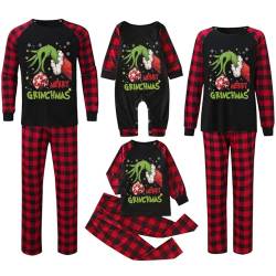 QWUVEDS Weihnachten Grinch Schlafanzug Familie Pyjama Set Pyjama Couple Weihnachtspyjama Familie Set Schlafanzug Lang Outfit Winter Damen Herren Kinder Nachtwäsche Nachthemd Hausanzug Schlafanzüge 327 von QWUVEDS