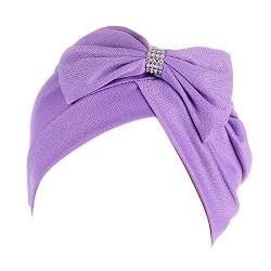 QWUVEDS Wrap Cancer Bohemian Cap Headwear Hat Cap Hair Ethnic Braid Cover Bowknot Head Turban Turban Heardband Back Workout Equipment (Purple, One Size) von QWUVEDS