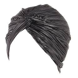 QWUVEDS Wrap Cap Headwear Bohemian Braid Hat Kopfbedeckung Haarkappe Turban Silber Cancer Ethnic Turban Heardband Stirnband Samt Schwarz (Black, One Size) von QWUVEDS