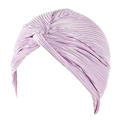 QWUVEDS Wrap Cap Headwear Bohemian Braid Hat Kopfbedeckung Haarkappe Turban Silber Cancer Ethnic Turban Heardband Stirnband Samt Schwarz (Purple, One Size) von QWUVEDS