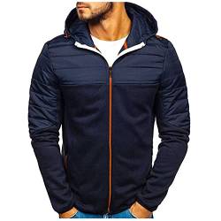 QWUVEDS sportjacken für Herren Herren-Winter-Freizeit-Sport ohne Liner gesteppter Reißverschluss mit Kapuze Übergangsjacke Hoodie-Jacke Lederjacke Herren Herren jacken Sommer jacken Herren von QWUVEDS